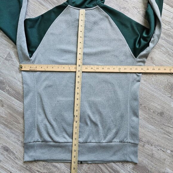 Nike Therma Fit Hoodie Mens L Michigan State Spartans Gray Green Raglan Sleeve - Picture 16 of 16